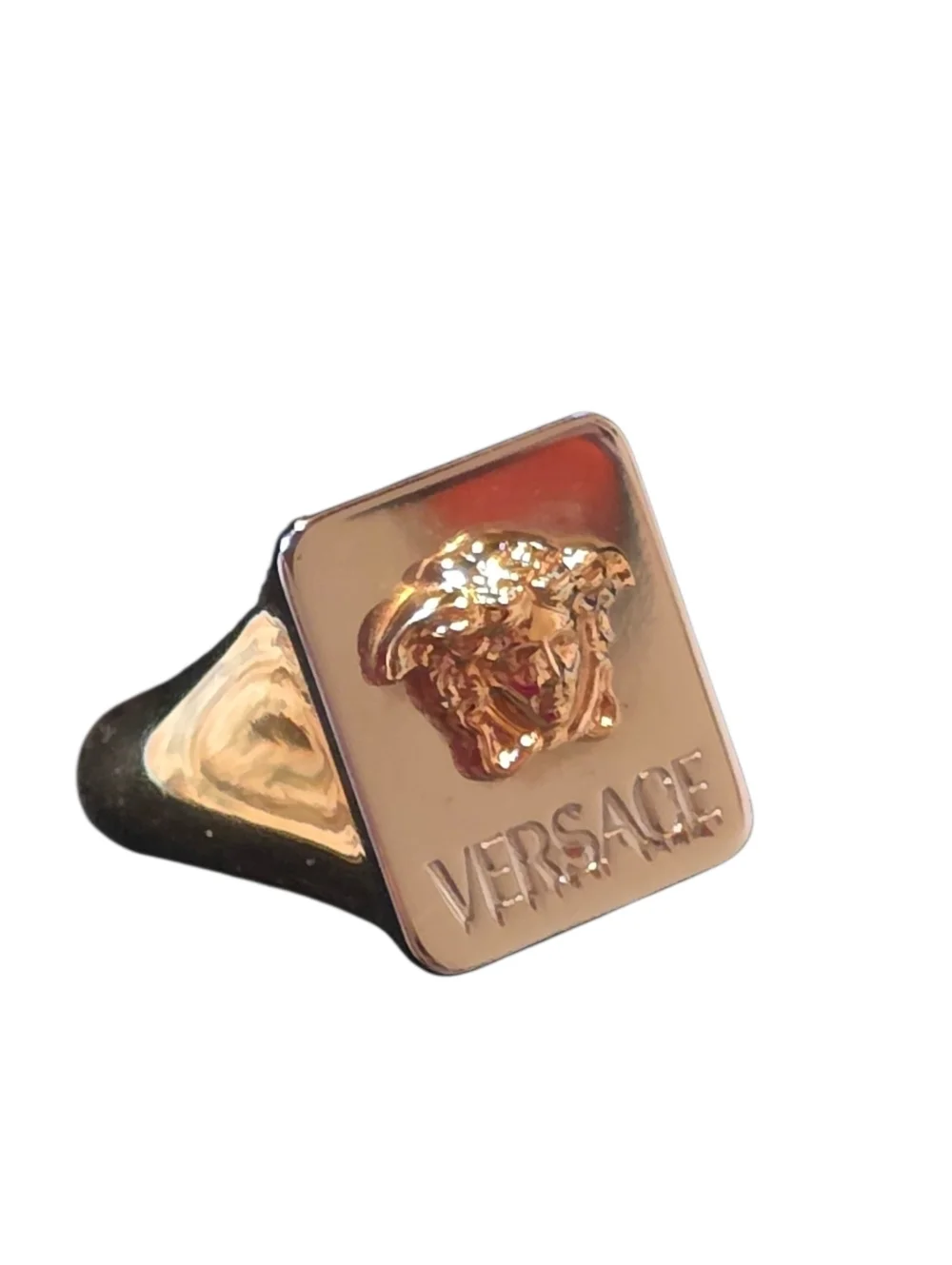 Versace Gold Medusa Square Signet Ring Size 23 (11 US) Retailed $445